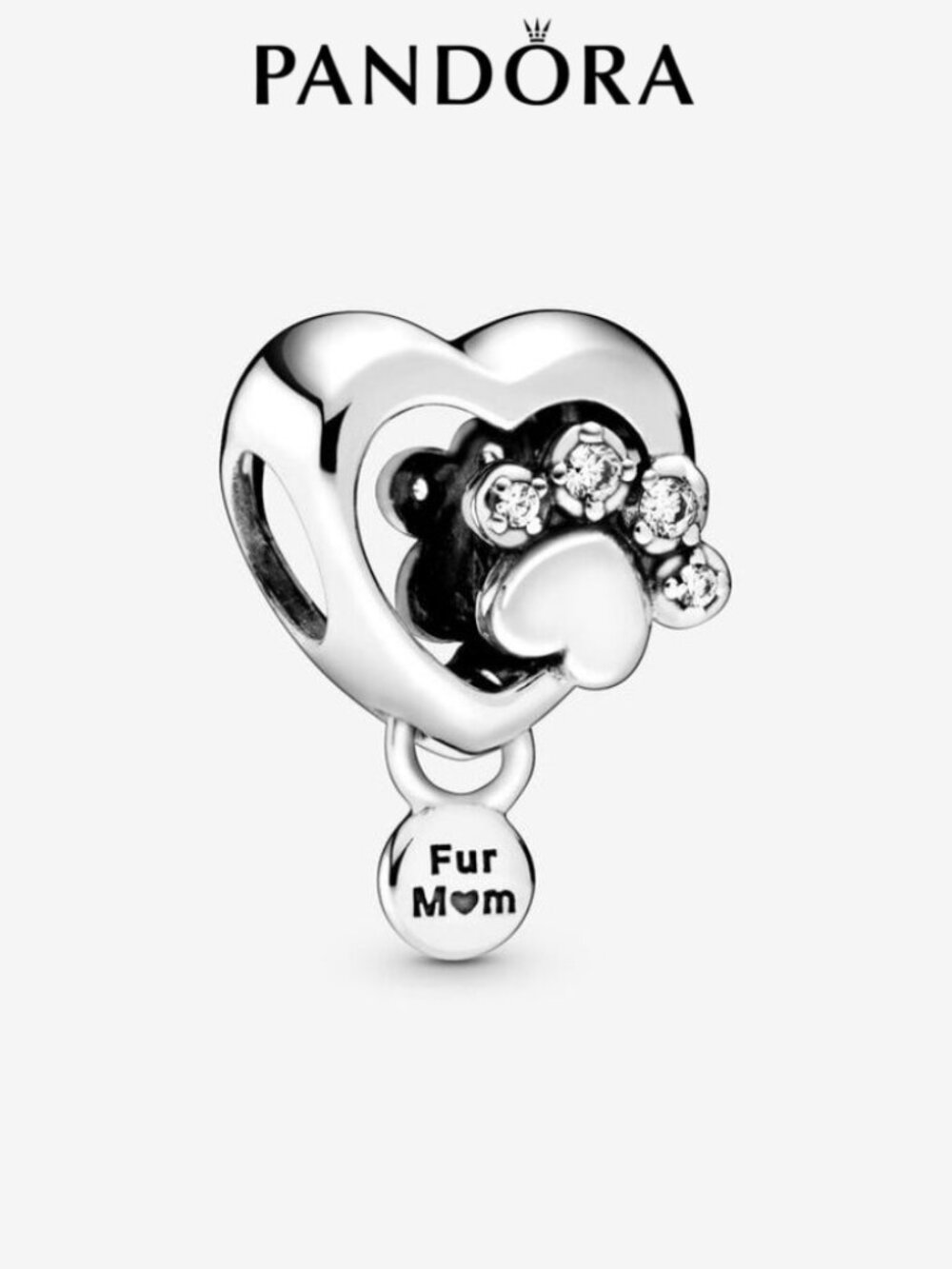 Pandora Sparkling Paw Print & Heart Charm